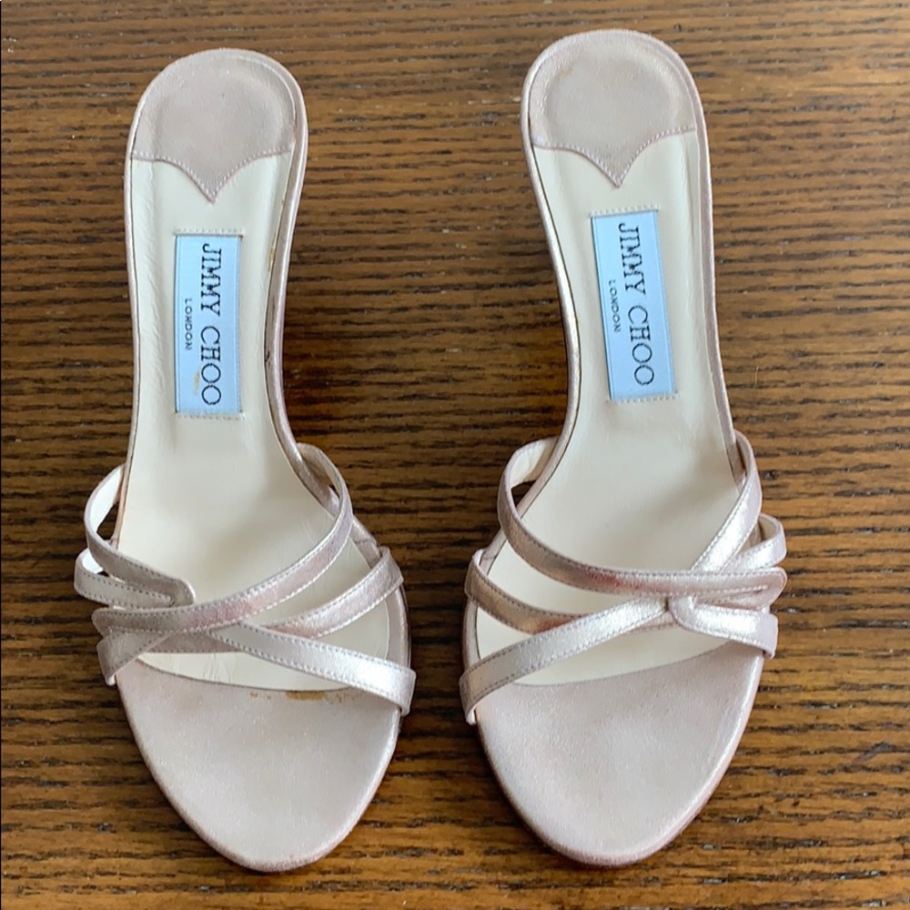 Jimmy Choi Rose Gold Strappy Mule